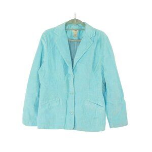 LL Bean Blazer Size 16 Blue Corduroy Lined Dark Academia Preppy Equestrian